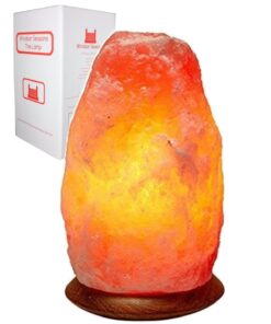 Windsor Seasons Hand Crafted Natural Large 9-Inch Crystal Himalayan Salt Lamp with Neem Wood Base, 6-Feet Cord, Dimmer Switch and Bulb 34 7117eqjOaKL