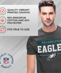 Team Fan Apparel NFL Adult Team Block Tagless T-Shirt - Cotton Blend - Charcoal - Perfect for Game Day - Comfort and Style (Philadelphia Eagles - Black, Adult Large) 11 7118KNKdrmL