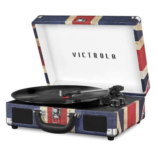 Victrola Vintage 3-Speed Bluetooth Portable Suitcase Record Player with Built-in Speakers | Upgraded Turntable Audio Sound|UK Flag, Model Number: VSC-550BT-UK UK Flag