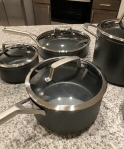 Ninja C39600 Foodi NeverStick Premium Hard-Anodized 13-Piece Cookware Set, Guaranteed to Never Stick, Nonstick, Durable, Oven Safe to 500°F, Grey 61 7118uMZpqOL