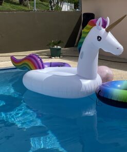 Jasonwell Big Inflatable Unicorn Pool Float Floatie Ride On with Fast Valves Large Rideable Blow Up Summer Beach Swimming Pool Party Lounge Raft Decorations Toys Kids Adults 3XL Rainbow 28 711959OTdL