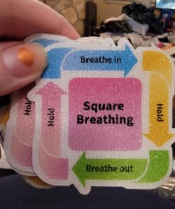 Cusprtm 48 Pcs Anxiety Sensory Stickers, 2 Textured Tactile Rough Calm Stickers Large Size Breathing Stickers Mindfulness Stickers for School Office Classroom Adults Teens Sensory Items 52 71197r82xfL