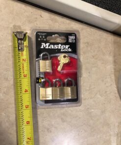 Master Lock Padlock, Solid Brass Lock, 3/4 in. Wide, 120Q (Pack of 4-Keyed Alike) 4 Pack 36 7119haPraL