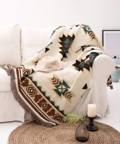 PHNAM Throw Blanket with Fringe for Couch Bed Soft Decorative Cozy Woven Knit Warm Bed Throws Reversible for Chair, Sofa, Living Room, Bedroom (51x63 inches)(B) 20 7119k7Iv6uL