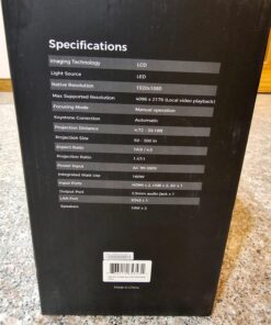 NexiGo PJ40 Projector with WiFi and Bluetooth, Native 1080P, 4K Supported, Projector for Outdoor Movies, 300 Inch, Zoomable, 20W Speakers, Home Theater, Compatible w/TV Stick, iOS, Android (Black) 63 7119nZab6zL