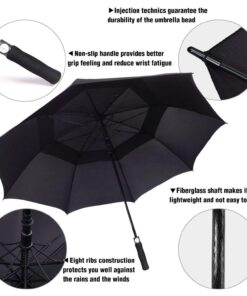 ACEIken Golf Umbrella Large 58/62/68 Inch Automatic Open Golf Umbrella Extra Large Oversize Double Canopy Vented Umbrella Windproof Waterproof for Men and Women Black 62 inch 20 7119xxsXZwL