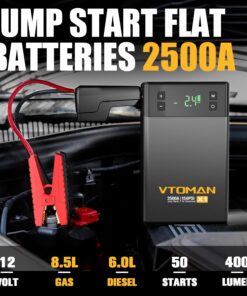 Alternative view of VTOMAN X1 Jump Starter with Air Compressor, 2500A Portable Battery Booster(Up to 8.5L Gas/6L Diesel Engines) with 150PSI Digital Auto Tire Inflator, 12V Car Lithium Battery Jump Box Pack Power Charger Gray