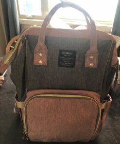 QIMIAOBABY Diaper Bag Backpack,Waterproof Multifunctional Large Travel Nappy Changing Bags… (Pink with gray) Pink With Gray 49 711BUsJ6RdL