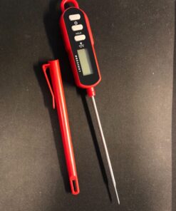 Lonicera Instant Read Digital Meat Thermometer for Food, Bread Baking, Water and Liquid. Waterproof and Long Probe with Meat Temp Guide for Cooking, Display with Backlit (Red) 19 711CoCBquJL