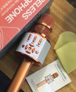 Ankuka Karaoke Microphone for Kids, Bluetooth Karaoke Microphone with LED Lights,Portable 4 in 1 Wireless Microphone Toys Christmas Birthday Gift Home Party Kids Toys for Girls Boys Adults(Rose Gold) Rose Gold 29 711D2zNPjL