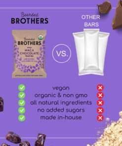 Bearded Brothers Organic Vegan Energy Bars - Gluten & Soy Free, Paleo, Whole 30 | Non GMO, Low Glycemic, High Protein, Fiber | 12pk Maca Chocolate 12 Count (Pack of 1) 16 711DU xSTcL