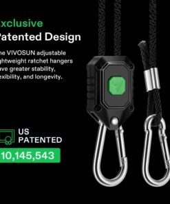 VIVOSUN 2-Pair 1/8 Inch Adjustable Grow Light Hanger, Heavy Duty Rope Hanger with Reinforced Metal Gears, 8Ft. Long and 150 lbs Weight Capacity Rope for Grow Light, Inline Fan, Filters Green 10 711E7ydf7WL 2