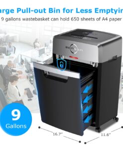 BONSEN Heavy Duty Paper Shredder, 24-Sheet Cross-Cut Shredder, 40-Min Continuous Running Time, Commercial Grade Shredder for Office, 9-Gallon Big Basket, 55dB Super Quiet, P-4 High Security (S3105) 22 711EsVmyZjL