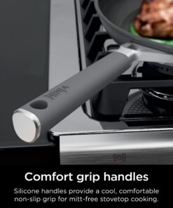 Alternative view of Ninja CW69010 NeverStick Comfort Grip 10-Piece Cookware Set, Nonstick, Durable, Scratch Resistant, Dishwasher Safe, Oven Safe to 400°F, Silicone Handles, Grey 10 Piece Set