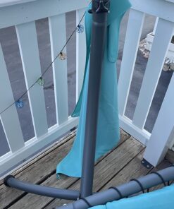 Best Choice Products Outdoor Hanging Curved Steel Chaise Lounge Chair Swing w/Built-in Pillow and Removable Canopy - Teal 32 711F0qu8a5L