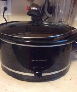 Hamilton Beach Slow Cooker with 3 Cooking Settings, Dishwasher-Safe Stoneware Crock & Glass, 8-Quart Built-In Lid Rest, Black 8-Quart; Built-In Lid Rest 18 711FSvUlCL