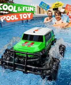 Alternative view of Ruko 1601AMP2 Amphibious RC Truck, 1:10 Scale All Terrains 4WD RC Car, IPX6 Waterproof Monster Truck with Lights, 2 Rechargeable Batteries for 50min Play, Gifts for Kids (Green)