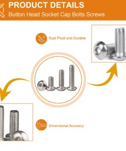 Comdox 500Pcs M3 M4 M5 Stainless Steel Button Head Hex Socket Head Cap Bolts Screws Nut Assortment Kit 12 711GjED16IS