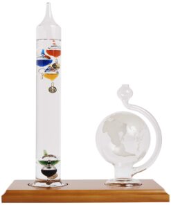 AcuRite 00795A2 Galileo Thermometer with Glass Globe Barometer, Barometer Set, Glass/Wood 31 711H1LVnML
