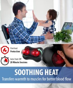 Zyllion Back and Neck Massager with Heat - 3D Deep Tissue Shiatsu Massage Pillow for Chair, Car and Muscle Pain on Whole Body: Shoulders, Calf, Foot, Legs, Arms (NOT Cordless) - Black (ZMA-13-BK) 31 711HKSetAVL