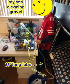 SunGrow Aquarium Maintenance Kit with Priming Bulb, 65-Inches, Easy to Use, Perfect for Small Fish Tanks, 2-Minutes to Assemble (3.5" nozzle length) Blue Sand Cleaner ( 3.5" nozzle length ) 24 711HRz7R1L