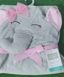 Hudson Baby Unisex Baby Cotton Animal Face Hooded Towel, Pretty Elephant, One Size 20 711IT UxfFL