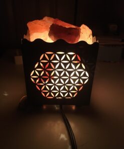CRYSTAL DECOR Himalayan Pink Salt Lamp Basket & Dimmer Cord Bulb Flower 36 711JDoOWHCL