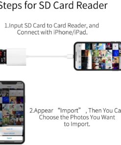 Apple MFi Certified Lightning to SD Card Camera Reader for iPhone iPad, Veetone Memory Card Reader Trail Camera Viewer SD Card Adapter for iPhone 12/11/XS/XR/X/8/7/iPad, Plug and Play One Slot 25 711Jv LoIYL