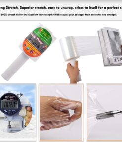 Stretch Film Wrap Roll 5" 1000 Ft 80 Gauge Shrink Wrap Industrial Strength Heavy Duty Thick Clear Cling Durable Self-Adhering Plastic Wrap with Handle for Pallet Wrap Packing Moving Supplies Warehouse 1 Pack 22 711KwRalndL