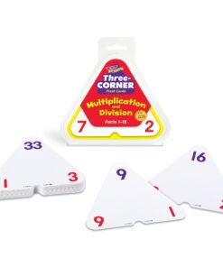 Alternative view of Trend Enterprises: Three-Corner Multiplication and Division Flash Cards, Interactive Self-Checking Cards, Exciting Way for Everyone to Learn, 48 Two-Sided Cards Included, Ages 8 and Up White