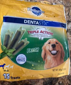 PEDIGREE DENTASTIX Large Dog Dental Care Treats Original, Beef & Fresh Variety Pack, 2.73 lb.Pack (51 Treats) Variety: Chicken, Beef & Fresh 51 Count (Pack of 1) 39 711LT epzqL 2