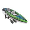 INTEX Challenger Inflatable Kayak Series: Includes Deluxe 86in Aluminum Oar and High-Output Pump – SuperStrong PVC – Adjustable Seat with Backrest – Removable Skeg – Cargo Storage Net green/blue 2-person
