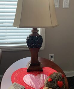 Regency Hill Exeter Traditional Style Table Lamps 30" Tall Full Size Set of 2 Bronze Wood Carved Leaf Creme Rectangular Bell Shade Decor for Living Room Bedroom House Bedside Nightstand Office 38 711MiQgt0 L 3