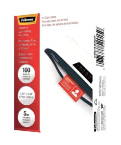 Fellowes 52015 Laminating Pouches,Id Size,5Mil,2-5/8-Inch X3-3/8-Inch,100/Pk,Cl 7 711Mj2PBUnS