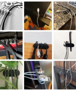 Cable Clips, OHill 16 Pack White Self Adhesive Cord Holder, Ideal Cable Management Cord Organizer Wire Keeper for Phone Charger, Computer, Desk, Home, Office, Car, Nightstand 34 711NSAMRPUL