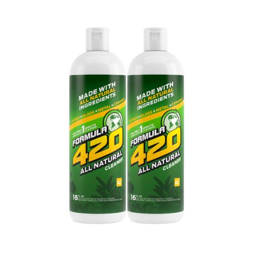 ALL NATURAL Formula 420 pirex-glass metal-ceramic cleaner, 2 Bottles, 16 Ounces Each