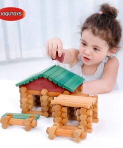 Alternative view of Joqutoys 90 Pcs Wood Building Blocks Toy for Toddlers, Classic Wooden Cabin Log Set Preschool Education Toy, Creative Construction Engineering Educational Toys for 3 4 5 6 Years Boys
