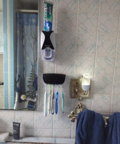 WAYCOM Dust-Proof Toothpaste Dispenser Toothpaste Squeezer Kit (Black) Black 24 711Np yyJeL