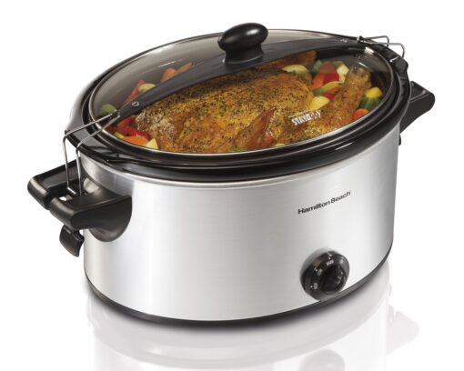 Hamilton Beach 040094922383 33262A Stay or Go Slow Cooker, 6-Quart, Metallic E-commerce Ready Packaging