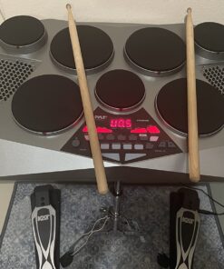 Pyle Pro Electronic Drum kit - Portable Electric Tabletop Drum Set Machine with Digital Panel, 7 Drum Pad, Hi-Hat / Kick Bass Pedal Controller USB AUX -Tom Toms, Hi-Hat, Snare Drums, Cymbals - PTED06 28 711OvL1p9rL