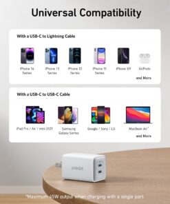 Anker 47W USB C Charger (Nano 3), 2 Port Compact Foldable GaN Fast Charger for iPhone 15/15 Plus/15 Pro/15 Pro Max/14, Galaxy, Pixel 4/3, iPad/iPad Mini (Cable Not Included) - White White 14 711OxkvZ5kL