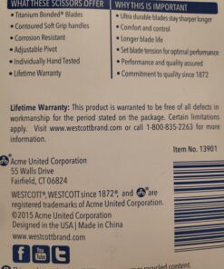 Westcott 13901 8-Inch Titanium Scissors For Office and Home, Yellow/Gray, 2 Pack 32 711PF8F4 yL