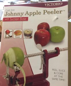 Johnny Apple Peeler, Corer, Slicer, Pie Maker, Stainless Steel Blades, Red VKP1010 Suction Base 35 711Pdv7H85L