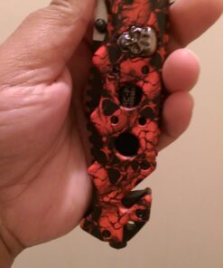 Tac Force Assisted Opening Rescue Glass Breaker Bright Red Skull Design Hunting Camping Tatical Pocket Knife 51 711Q3Nc p6L