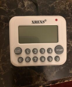 XREXS Digital Kitchen Timer Magnetic Countdown Up Cooking Timer Clock with Magnet Back and Clip, Loud Alarm, Large Display Minutes and Seconds Directly Input-White (2 Battery Included) (DC-12) Old Version 26 711QK6pOo2L