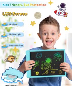 FLUESTON LCD Writing Tablet, Doodle Board Toys Gifts for 3-8 Year Old Girls Boys, 10 Inch Colorful Electronic Board Drawing Pad for Kids, Gifts for Toddler Educational Learning Travel Birthday, Blue Delightful Dolphin Blue 21 711S LQj7vL