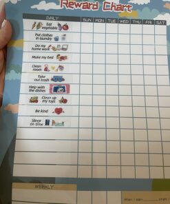 Magnetic Chore Chart for Kid at Home, Bahavior Chart for Kid at Home, Reward Chart for Kids Behavior. Each Set Includes 30 tasks, 104 Stars, and one 11“ x 14.5" Magnetic Chart- Blue 1 Pack Blue 26 711S3rBIisL