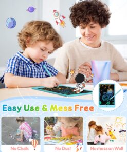 FLUESTON LCD Writing Tablet, Doodle Board Toys Gifts for 3-8 Year Old Girls Boys, 10 Inch Colorful Electronic Board Drawing Pad for Kids, Gifts for Toddler Educational Learning Travel Birthday, Blue Delightful Dolphin Blue 25 711SLG27xRL