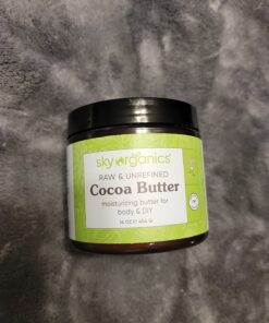 Sky Organics Cocoa Butter for Body, 100% Raw & Unrefined Ultra-Moisturizing Butter to Deeply Hydrate & Condition Skin, Promotes Smooth Skin Tone & Texture, Suitable for Tight or Extra Dry Skin, 16 Oz. 57 711SP4RyOQL