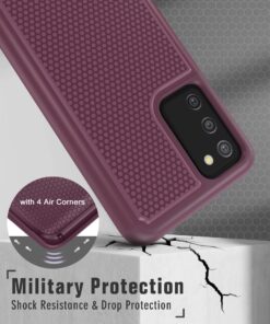 BNIUT for Samsung Galaxy A03s Phone Case: Military Matte Drop Proof Phone Protective | Sturdy Shockproof Case with Rough Textured - Rugged Dual Layer Design | Heavy Duty Protection (Dark Red) Dark Red 7 711T1QVafyL